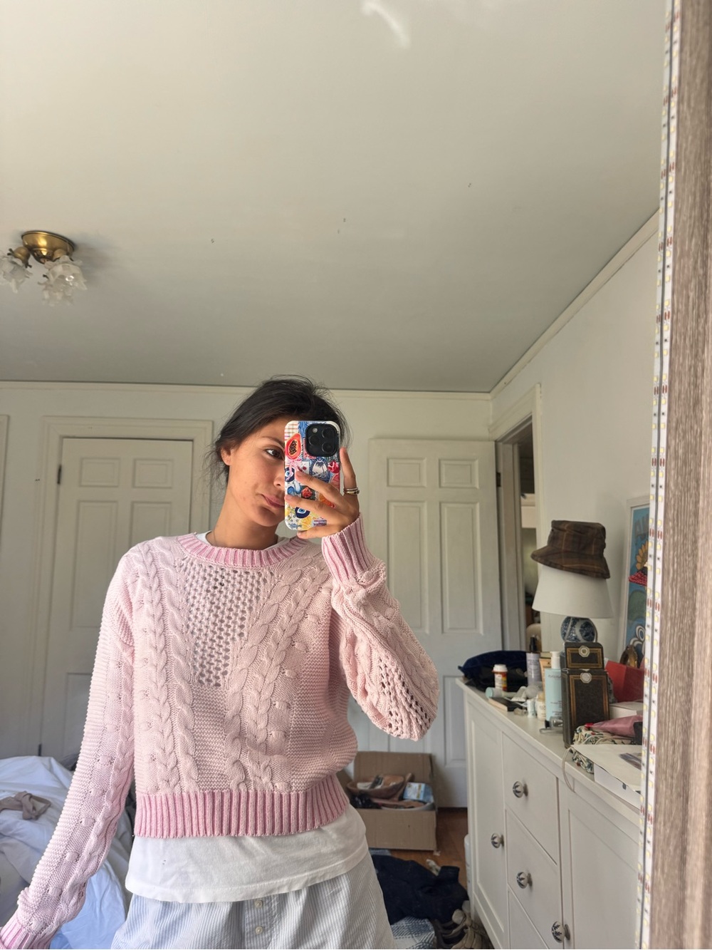 Baby pink cable knit sweater